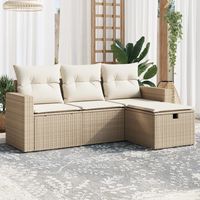 vidaxl juego de sofas jardin con cojines 4 pzas ratan sintetico beige