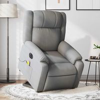 vidaxl sillon de masaje electrico reclinable elevable tela gris claro