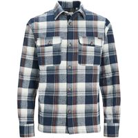 jack  jones camisa manga larga 12260050 jjdarren flannel check overshirt ls jnr navy blazer para nino