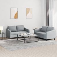 vidaxl juego de sofas con cojines 2 piezas tela gris claro