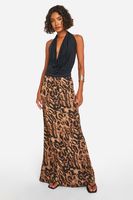 falda tall maxi de chifon con estampado de leopardo brown