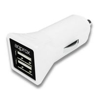 approx cargador de coche 2 puertos usb blanco