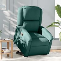 vidaxl sillon reclinable elevable tela verde oscuro