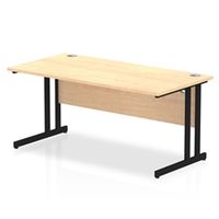 impulse 1600 x 800mm straight desk maple top black cantilever leg