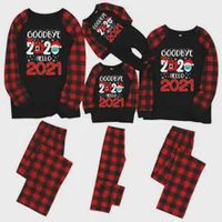 goodbye 2020 hello 2021 family christmas pajamas clothes matching outfits long sleeve hoodiesplaid pants mother father baby pjs