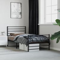 vidaxl estructura cama sin colchon con estribo metal negro 100x190 cm