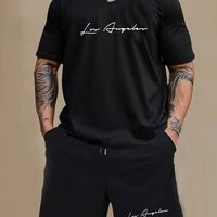 pijamas de 2 piezas para hombre camisetas de manga corta con estampado de letras y pantalones cortos pijamas comodos y suaves para el verano ropa de descanso acogedora para hombre