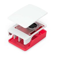 carcasa raspberry pi 5 con ventilador roja y blanca