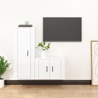 vidaxl set de muebles de tv 2 pzas madera contrachapada blanco brillo