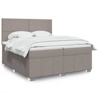 vidaxl cama box spring con colchon tela gris taupe 200x200 cm