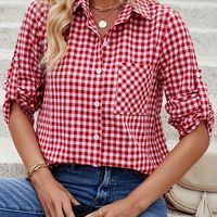 camisa a cuadros con botones delanteros camisa informal de manga larga con solapa para primavera y otono ropa de mujer