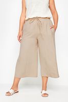 yours pantalones capri beige efecto lino mujer curvy y tallas grandes yours