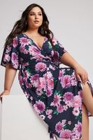 yours london vestido azul marino floral con bajo asimetrico mujer curvy y tallas grandes yours london