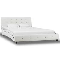 vidaxl estructura de cama sin colchon cuero sintetico blanco 120x200cm