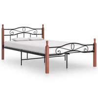 vidaxl estructura cama sin colchon metal madera roble negro 120x200 cm