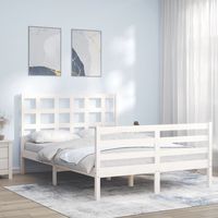 vidaxl estructura de cama con cabecero madera maciza blanco 140x200 cm