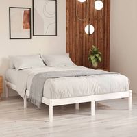 vidaxl estructura cama doble pequena sin colchon madera maciza blanco