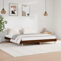 vidaxl estructura de cama sin colchon madera marron roble 120x200 cm