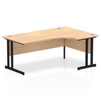 impulse 1800mm right crescent desk maple top black cantilever leg