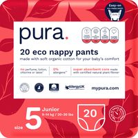 pura disposable nappy pants - size 5 - junior - pack of 20