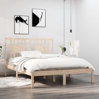 vidaxl estructura de cama doble sin colchon madera maciza