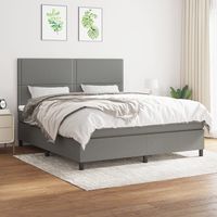 vidaxl cama box spring con colchon tela gris oscuro 160x200 cm