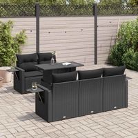 vidaxl set de sofas de jardin 6 piezas y cojines ratan sintetico negro