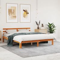 vidaxl cama sin colchon madera maciza de pino marron cera 160x200 cm