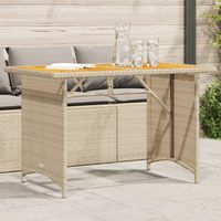 vidaxl mesa de jardin superficie de madera ratan pe beige 110x68x70 cm