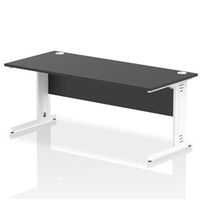 impulse 1800x800mm straight desk black top white cable managed leg