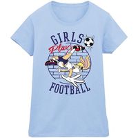 dessins animes camiseta manga larga girls play football para mujer