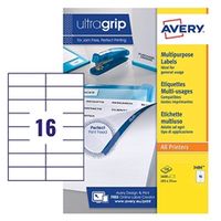 avery ultragrip labels 105x37mm 16 per sheet white pack of 1600