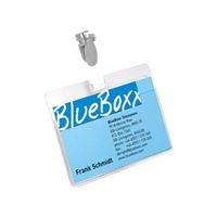 durable visitor badge with clip 60x90mm clear 25 pack