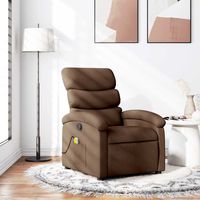 vidaxl sillon reclinable con masaje de tela marron