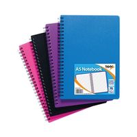 sundry a5 wiro polypropylene notebook 5 pack 301472