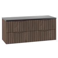 mueble bajo lavabo encimera estratificado marron negro