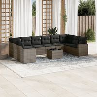 vidaxl set de sofas de jardin 11 pzas y cojines ratan sintetico gris