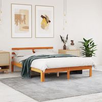 vidaxl cama sin colchon madera maciza de pino marron cera 120x200 cm