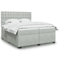 vidaxl cama box spring con colchon terciopelo gris claro 200x200 cm