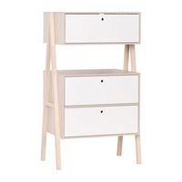 comoda 2 cajones y 1 puerta abatible - blanco y beige