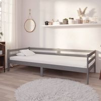 vidaxl sofa cama con colchon madera de pino maciza gris 90x200 cm