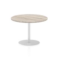 italia 1000mm poseur round table grey oak top 725mm high leg