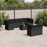 vidaxl set de sofas de jardin 10 pzas cojines ratan sintetico negro