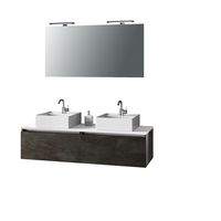 mueble de bano de 8 piezas con doble lavabo en melamina oxido