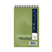 cambridge recycled wirebound reporters notepad 125 x 200mm pack 10