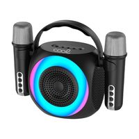 cool mini karaoke party altavoz bluetooth portatil 6w  2 microfonos negro