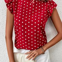 blusa de cuello alto estampada de lunares blusa elegante con mangas de volantes para primavera y verano ropa de mujer