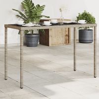 vidaxl mesa de jardin superficie de vidrio ratan pe gris 115x54x74 cm