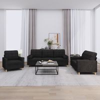 vidaxl juego de sofas con cojines 3 piezas tela negro