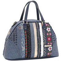 nicole lee bolso de mano bolso dome satchel con parche floral azul para mujer